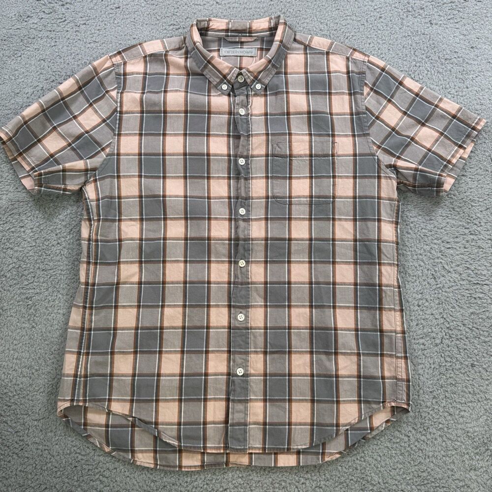 Outerknown Shirt Mens L‎ Check Sleeve Button Up Organic Cotton Casual